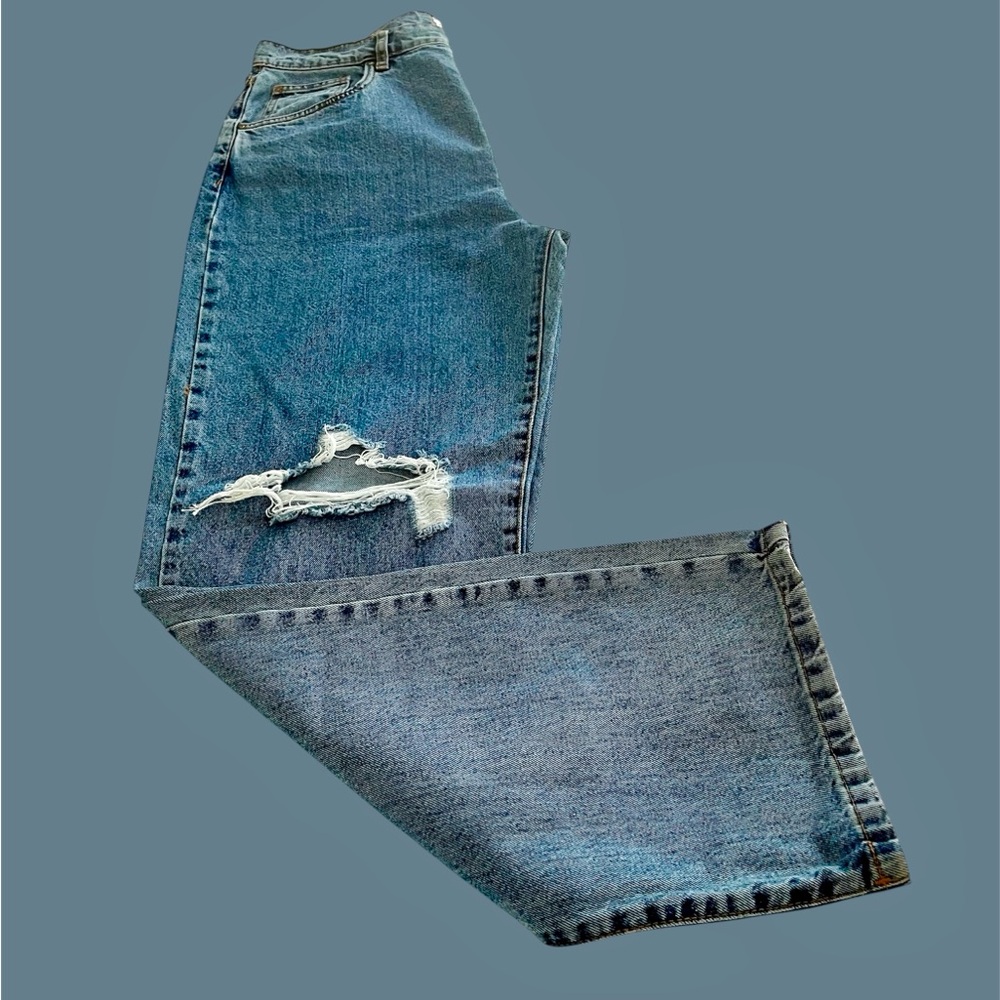 COTTON-ON Women’s Loose Straight Ripped Denim | Offshore Blue | 12 | Preowned